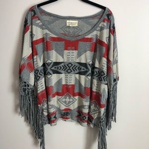 Fringe slouchy shirt